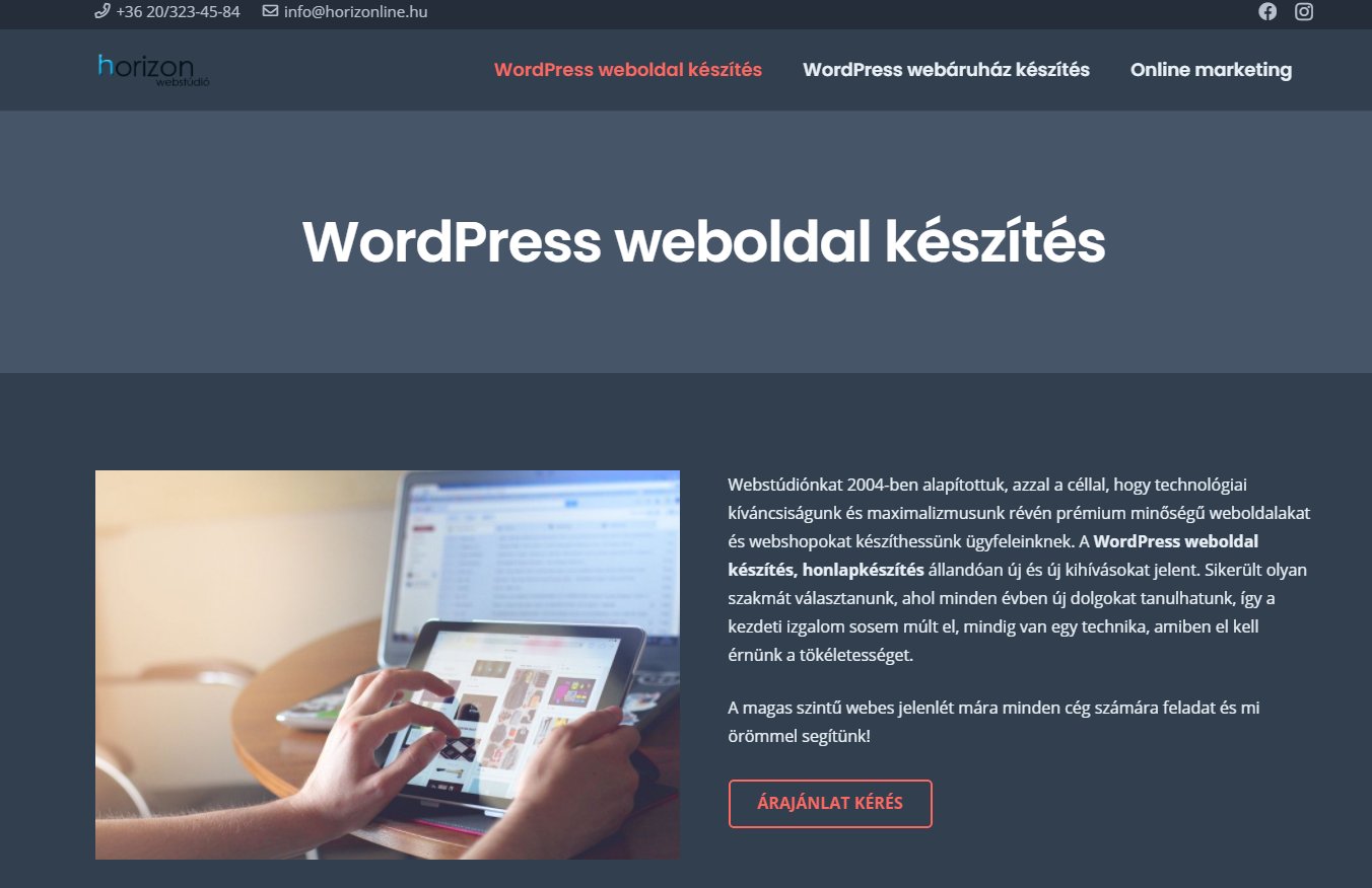 Prémium WordPress weboldal készítés