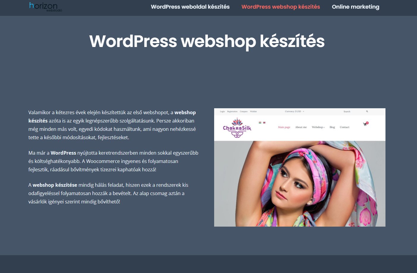 WordPress webshop készítés